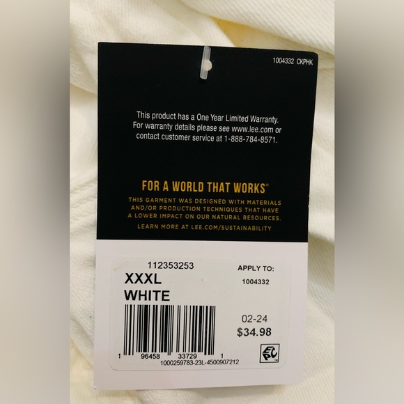 Lee XXXL Women's Heritage Cropped Chore Denim Jacket White - Picture 6 of 8